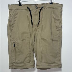 Tan Cargo Shorts with Drawstring Waist and Relaxed Fit